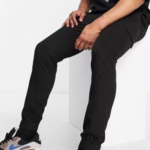 ASOS DESIGN skinny cargo cuffed trousers in black